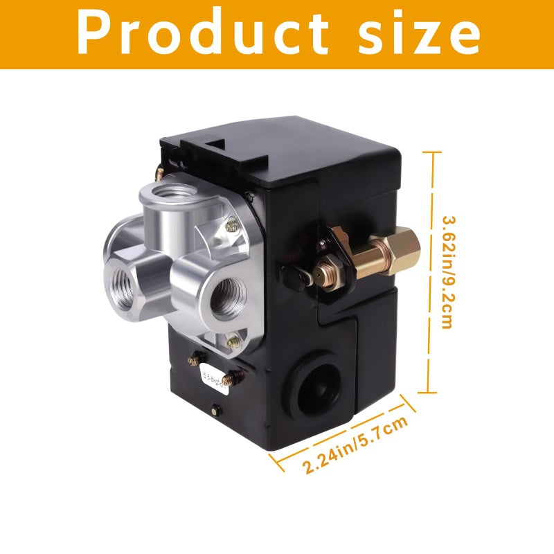 Ketofa Air Compressor Pressure Switch LF10-4H, 4 Port 1/4" NPT, 95-125 PSI Pressure Control Switch for Air Compressor Parts Replacement - Image 2
